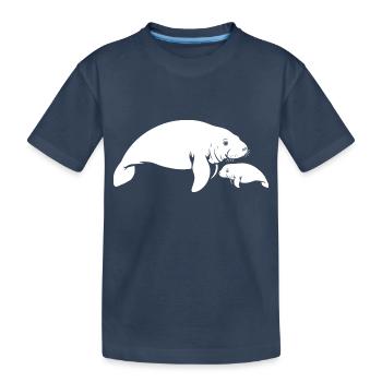Maman lamantin avec bébé - Lamantin - Sirène - T-shirt bio Premium Enfant - bleu marine - Devant