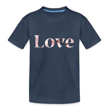 Love Blumen Text Foto - Kinder Premium Bio T-Shirt - Navy - Vorne