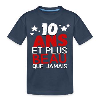 T shirt anniversaire 10 ans humour enfant cadeau - T-shirt bio Premium Enfant - bleu marine - Devant