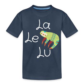 Schlafshirt Faultier Morgenmuffel Nachthemd Pyjama - Kinder Premium Bio T-Shirt - Navy - Vorne