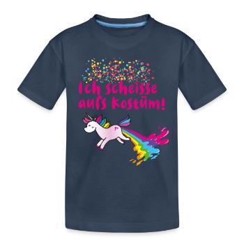 Ich scheisse aufs kostüm,einhorn,karneval - Kinder Premium Bio T-Shirt - Navy - Vorne