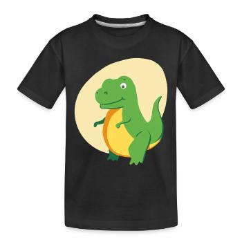 Cute Green T-Rex, Dinosaur, Tyrannosaurus - Kids' Premium Organic T-Shirt - black - Front