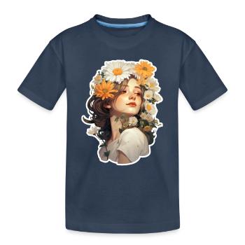 Margeriten Mädchen - Kinder Premium Bio T-Shirt - Navy - Vorne