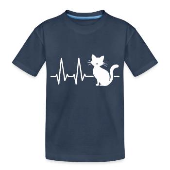Graphique de chat mignon avec ligne de cœur et cœur - T-shirt bio Premium Enfant - bleu marine - Devant