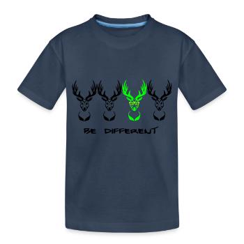 Be different! Hirsch Nerd Geek 3c - Kinder Premium Bio T-Shirt - Navy - Vorne