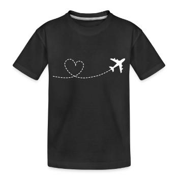 Avion avec arc de cœur - T-shirt bio Premium Enfant - noir - Devant