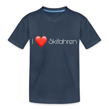 I love Skifahren - Kinder Premium Bio T-Shirt - Navy - Vorne