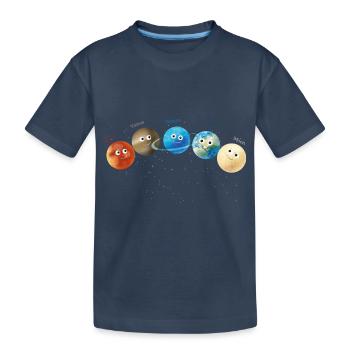 Planètes,Système solaire,Mercure,Mars,Terre,Planète - T-shirt bio Premium Enfant - bleu marine - Devant