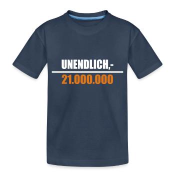 Unendlich geteilt durch 21 Millionen - Kinder Premium Bio T-Shirt - Navy - Vorne