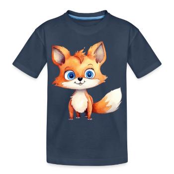 Aquarelle de dessin de renard - T-shirt bio Premium Enfant - bleu marine - Devant