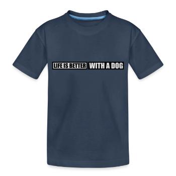 better with a dog - Kids' Premium Organic T-Shirt - navy - Front