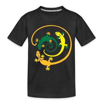 Gecko Spirale - Kinder Premium Bio T-Shirt - Schwarz - Vorne