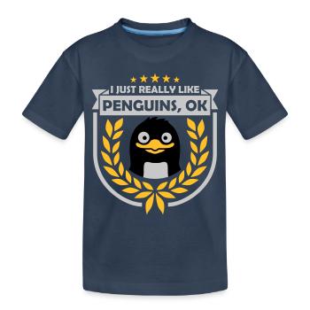 I just like penguins - Kinder Premium Bio T-Shirt - Navy - Vorne