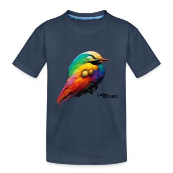 Realistic lazy rainbow robot bird - Kids' Premium Organic T-Shirt - navy - Front