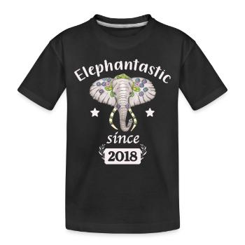 Elephantastic since 2018 Elefantenkopf geschmückt - Kinder Premium Bio T-Shirt - Schwarz - Vorne
