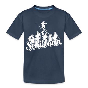 Ski, Schi Foan, Wintersport, Skiurlaub - Kinder Premium Bio T-Shirt - Navy - Vorne