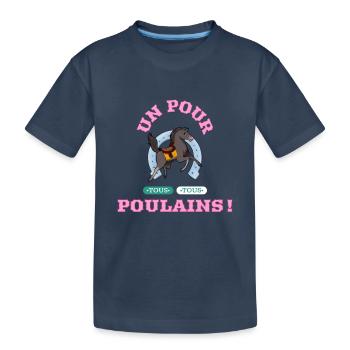 UN POUR TOUS, TOUS POULAINS (cheval) ! - T-shirt bio Premium Enfant - bleu marine - Devant