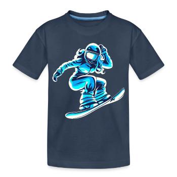 snowboarderin blau weiss frauen - Kinder Premium Bio T-Shirt - Navy - Vorne
