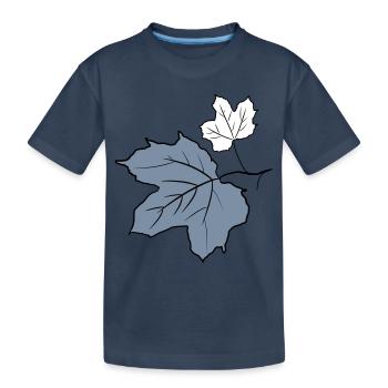 Ahornblatt / Ahorn Blätter Zeichnung. Gelb, grün. - Kinder Premium Bio T-Shirt - Navy - Vorne