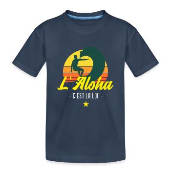 L'ALOHA C'EST LA LOI ! (SURF) - T-shirt bio Premium Enfant - bleu marine - Devant