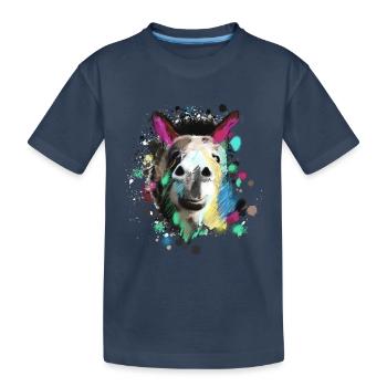 Esel, Graffiti, Malerei, bunt - Kinder Premium Bio T-Shirt - Navy - Vorne