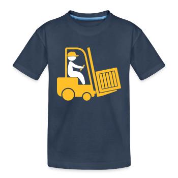 A Forklift Transporting A Box - Kids' Premium Organic T-Shirt - navy - Front