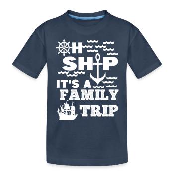 Family trip with ship - Kinder Premium Bio T-Shirt - Navy - Vorne