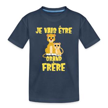 Je vais être grand frère Futur Léopard - T-shirt bio Premium Enfant - bleu marine - Devant