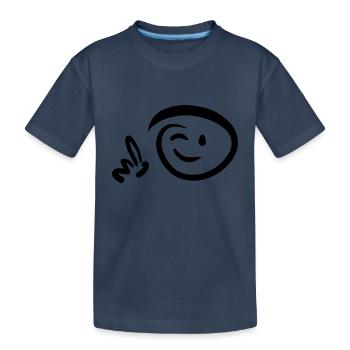 Le visage fait un clin d’œil pointant du doigt quelque chose - T-shirt bio Premium Enfant - bleu marine - Devant