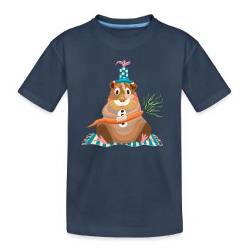 hamster à la carotte - T-shirt bio Premium Enfant - bleu marine - Devant