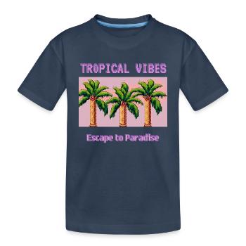 Tropical Vibes Escape to Paradise - Kids' Premium Organic T-Shirt - navy - Front