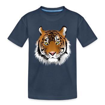 bengal tiger cat head sabre toothed62 - Kinder Premium Bio T-Shirt - Navy - Vorne