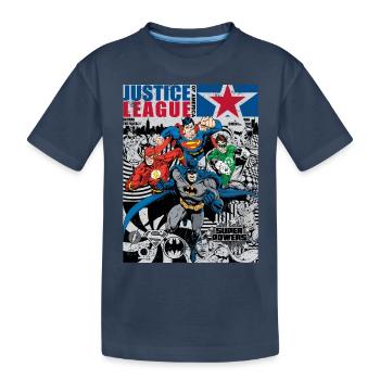 Justice League Strip Cover - Kinder Premium Bio T-Shirt - Navy - Vorne