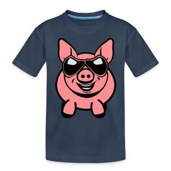 Lunette sympathique drôle de cochon - T-shirt bio Premium Enfant - bleu marine - Devant