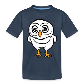 hibou oiseau aigle hibou hibou nuit oiseau effraie des granges chouette bande dessinée - T-shirt bio Premium Enfant - bleu marine - Devant