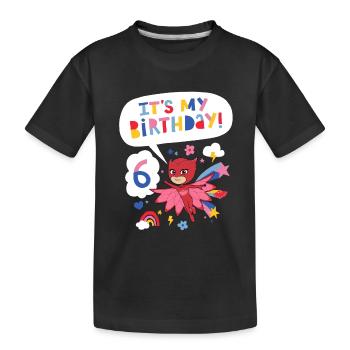 PJ Masks Owlette Birthday Design For 6th Birthday - Kids' Premium Organic T-Shirt - black - Front