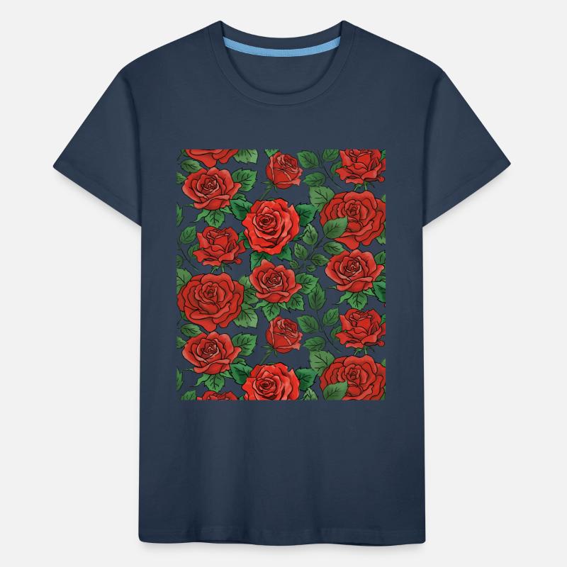Rosen Muster Kinder Premium Bio T-Shirt