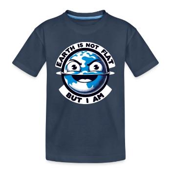 Humour de la Terre plate : satire et blagues ironiques - T-shirt bio Premium Enfant - bleu marine - Devant