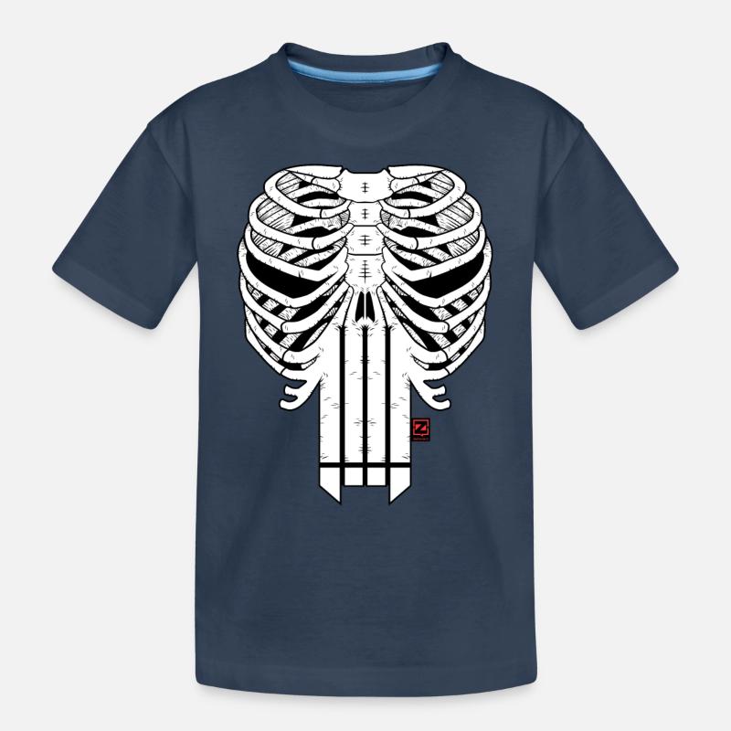 HARDCORE HORRORSHOW SKULL - Kinder Premium Bio T-Shirt - Navy