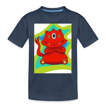 Monstre a trois yeux - T-shirt bio Premium Enfant - bleu marine - Devant