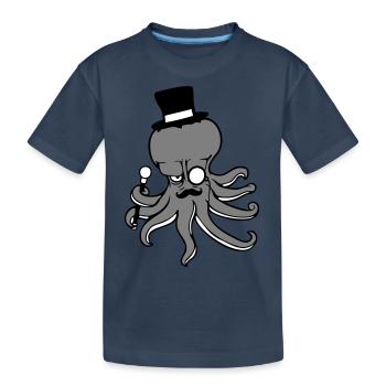 Kraken Mr. Sir Top Hat Monocle Glasses Empire - Kids' Premium Organic T-Shirt - navy - Front