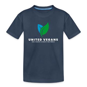 UNITED VEGANS - Marque officielle (blanc) - T-shirt bio Premium Enfant - bleu marine - Devant
