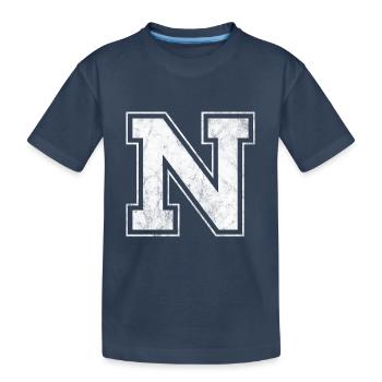 Buchstabe N - Kinder Premium Bio T-Shirt - Navy - Vorne
