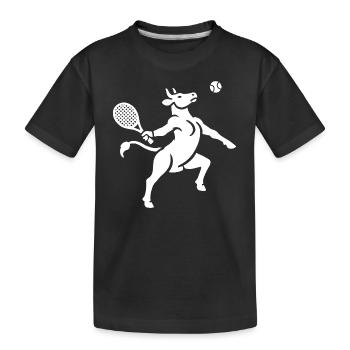 Cow Tennis Tennis Ball Balancing Horn Silhouette - Kids' Premium Organic T-Shirt - black - Front