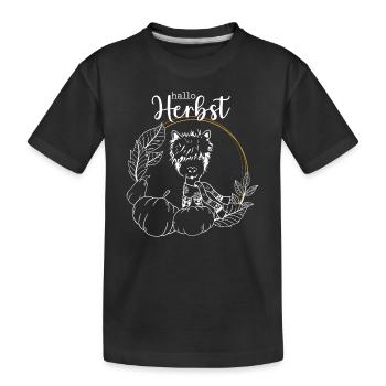 Alpaka Wanderung Herbst - Kinder Premium Bio T-Shirt - Schwarz - Vorne