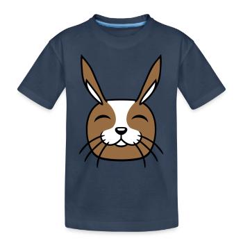 Hase Lustig Gesicht Lächeln glücklich freundlich - Kinder Premium Bio T-Shirt - Navy - Vorne