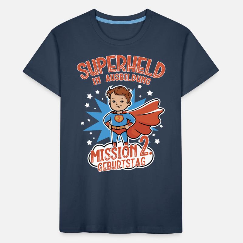 Superheld 2. Geburtstag Junge braune Haare Kinder Premium Bio T-Shirt