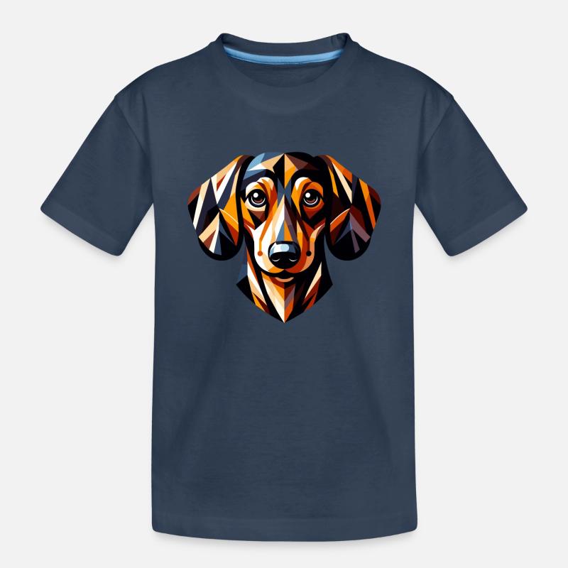 Farbenfroher Dackel: Geometrisches Low-Poly-Artwork - Kinder Premium Bio T-Shirt - Navy