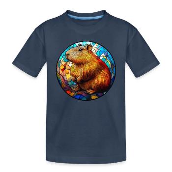 Mosaique Vitrail Capybara - T-shirt bio Premium Enfant - bleu marine - Devant