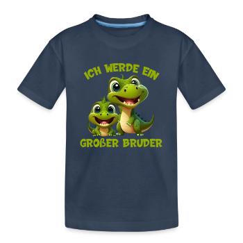 Ich werde ein großer Bruder Dinosaurier Dino Dinos - Kinder Premium Bio T-Shirt - Navy - Vorne
